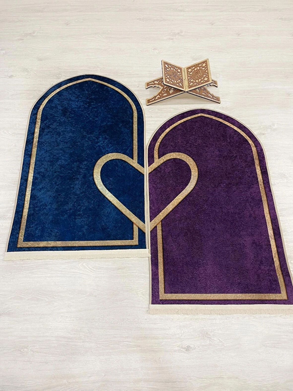 2 li Çift Seccadesi Ebat 75x125 LACİVERT - MOR