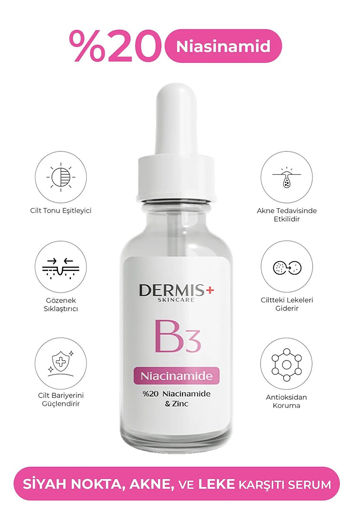 %20 Niacinamide, Siyah Nokta, Leke Ve Sivilce Karşıtı (B3) Serum