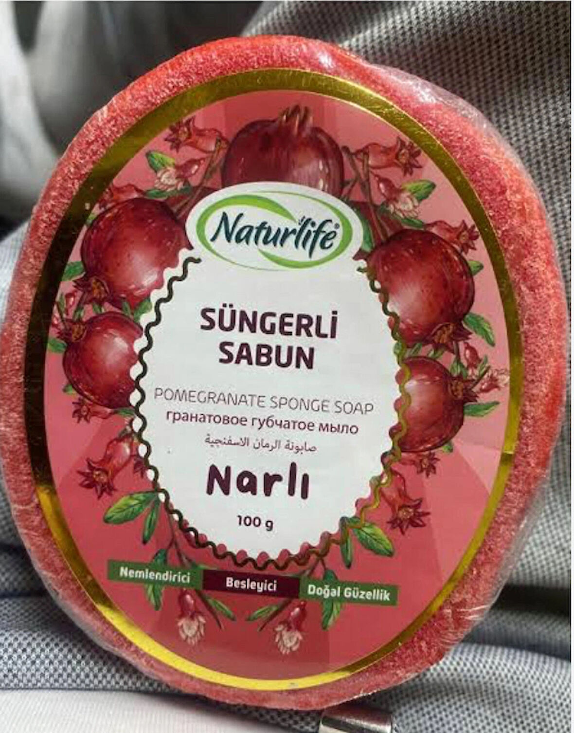 Süngerli narlı sabun 3*100