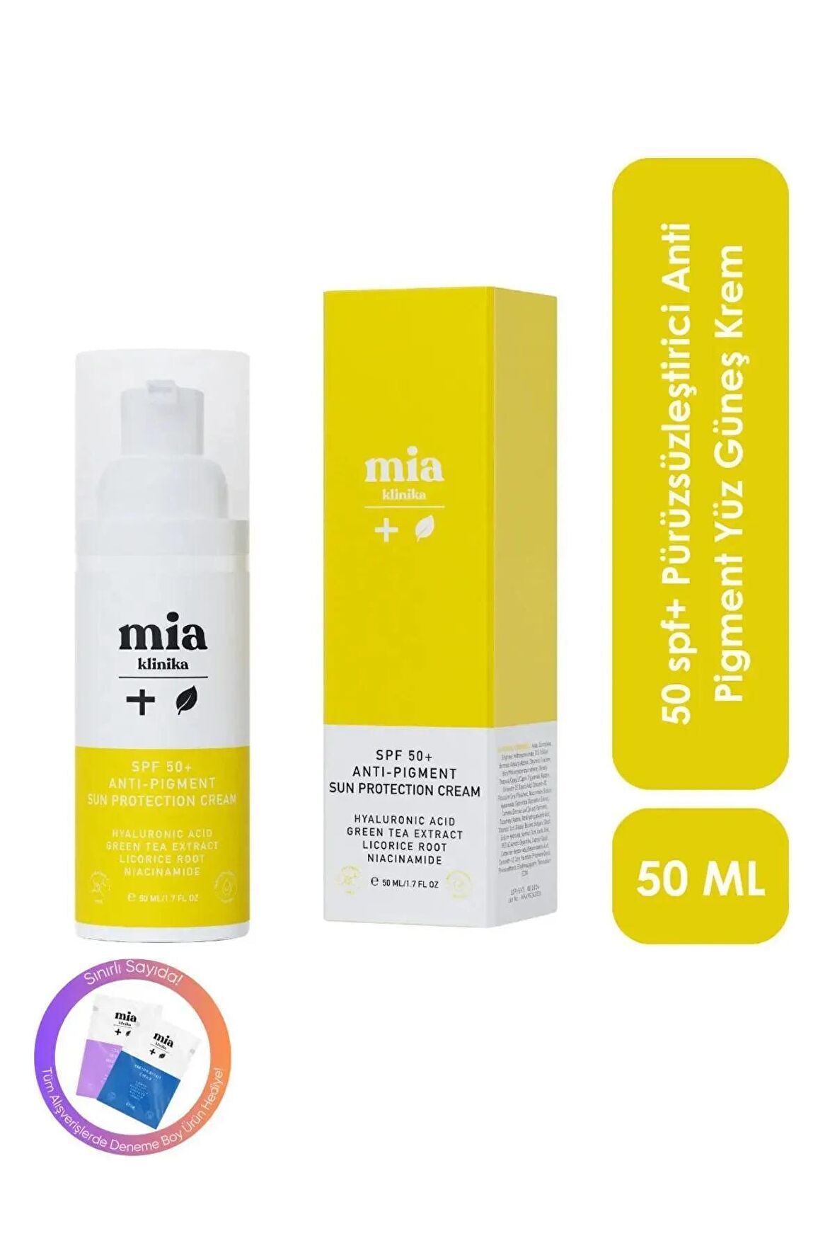 Mia Klinika - 50 Spf+ İnce Çizgi Görünümü Azaltmaya Yardımcı, Pürüzsüzleştirici Yüz Güneş Kremi