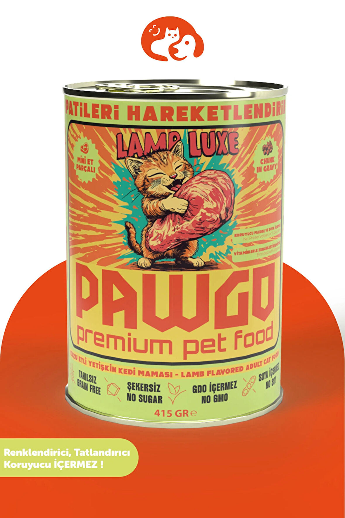 PAWGO Lamb Luxe | Kuzulu | 415g | Mini Parça Etli | Kedi Yaş Mama |