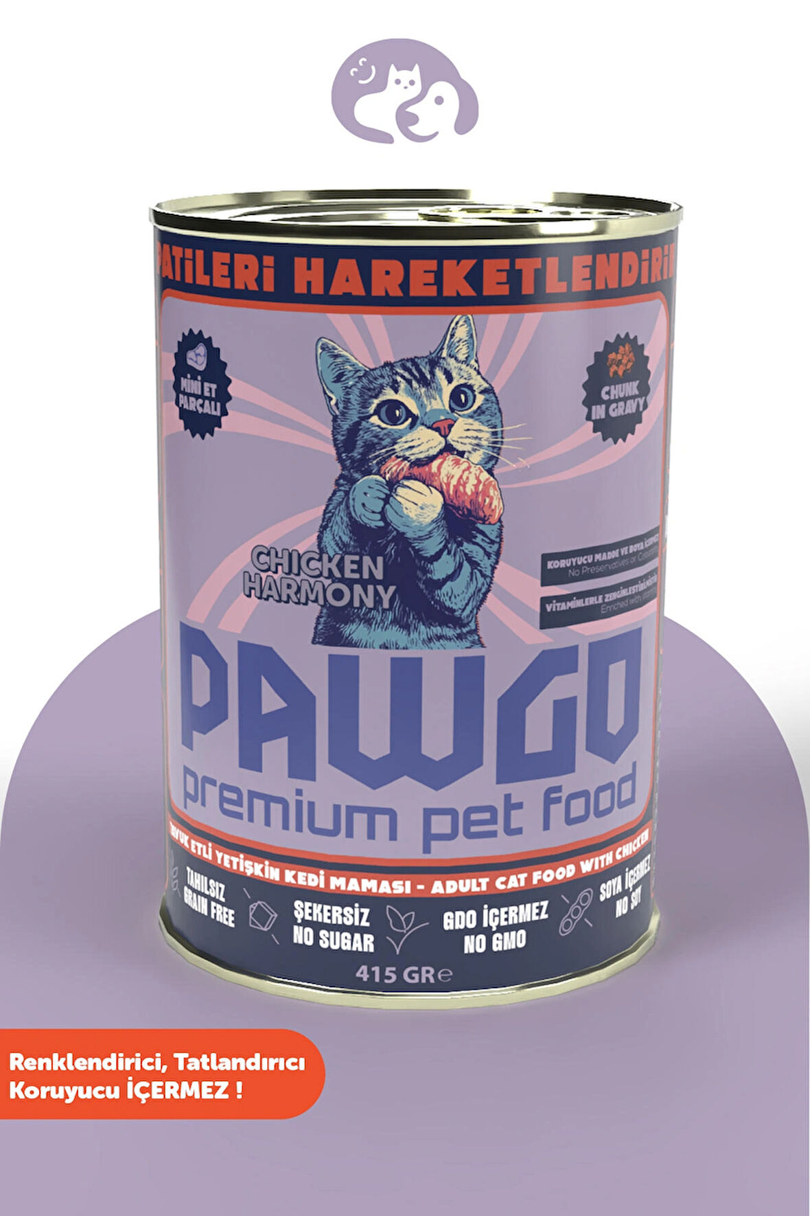 PAWGO Chicken Harmony | Tavuklu | 415g | Mini Parça Etli | Kedi Yaş Mama