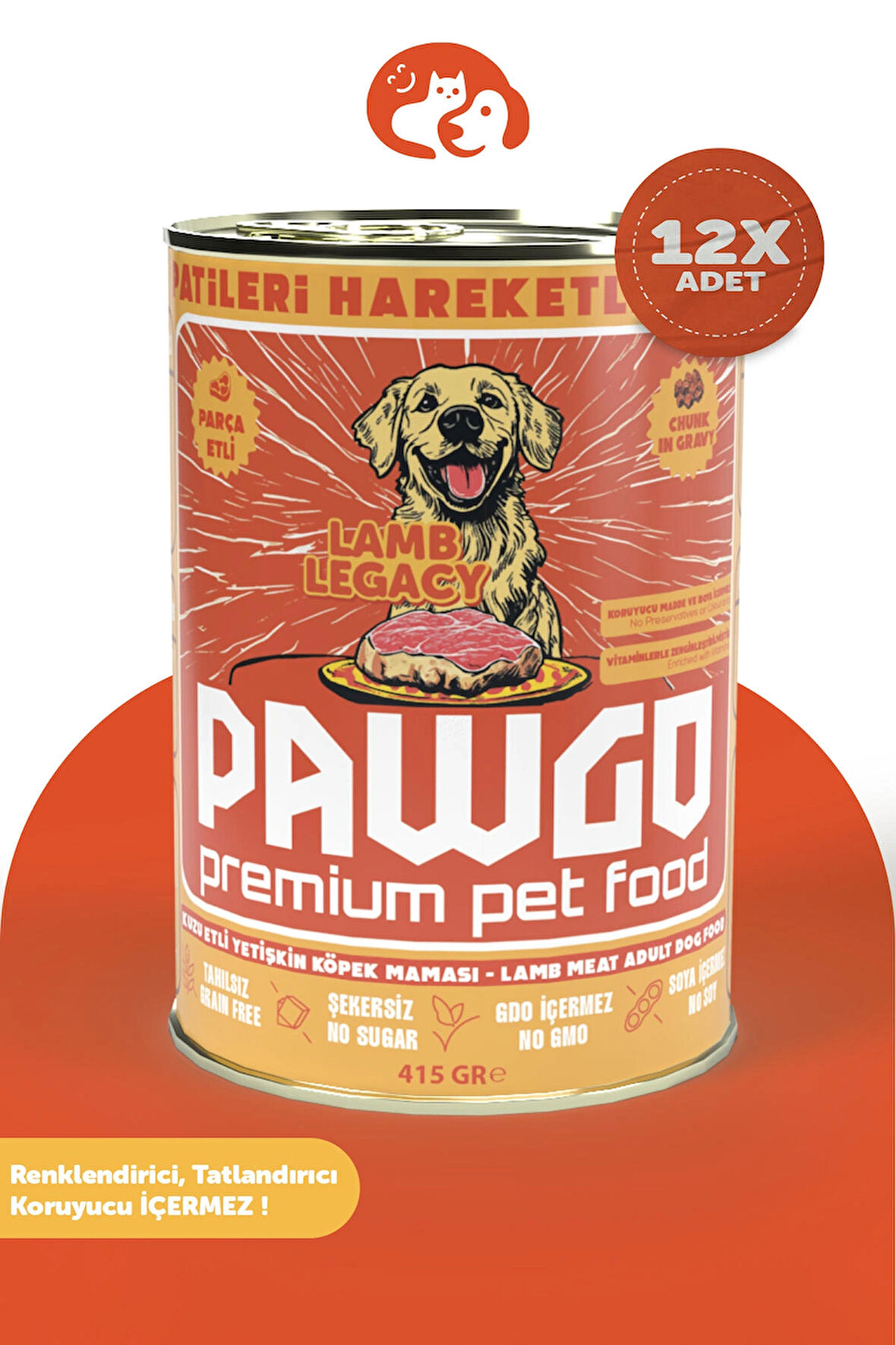 PAWGO Lamb Legacy | Kuzulu | 415g X 12 | Parça Etli | Köpek Yaş Mama
