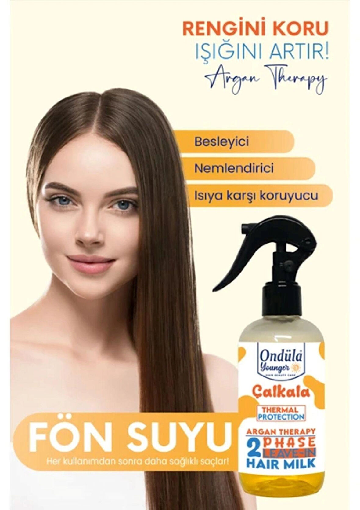 Ondüla Style Milk Therapy Argan - Nemlendirici Etki - Isı Koruyucu Çift Fazlı Fön Suyu - 250 ml