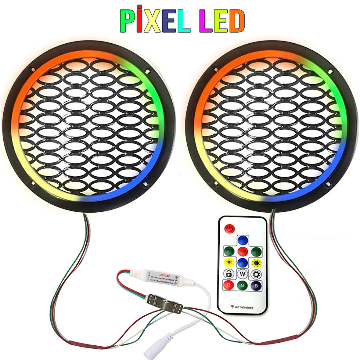 Pixel Ledli 20cm Hoparlör Kapak 2adet Poke PK-5650