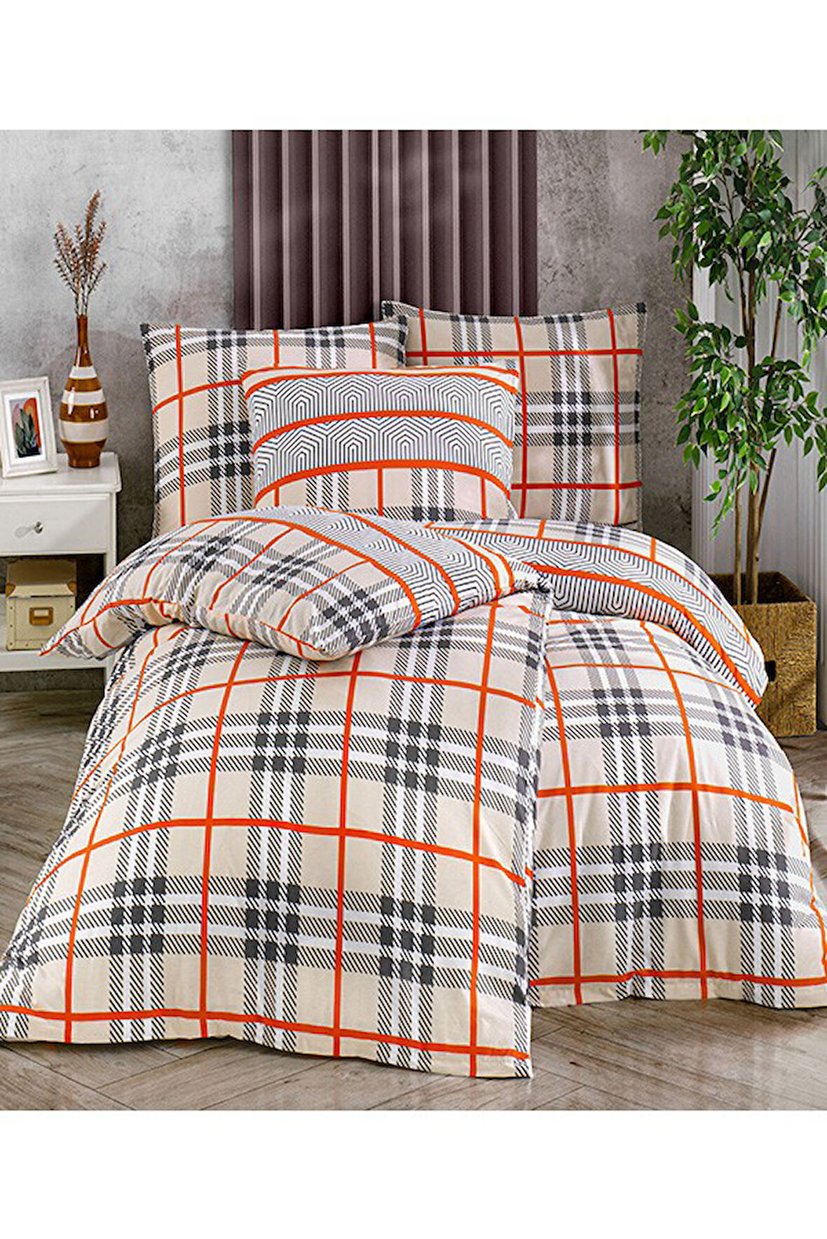 Ferru Tek Kişilik Nevresim Takımı %100 Pamuk Çarşafı Lastikli