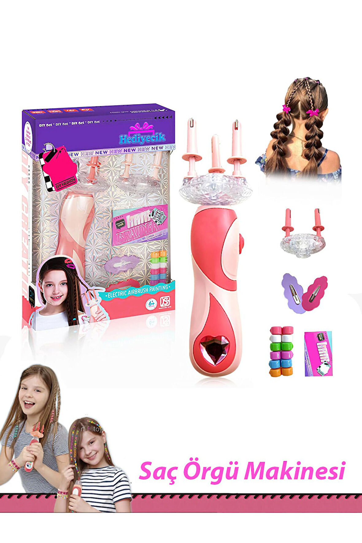 Otomatik Saç Örgü Makinesi (Kız Çocuk Kuaför Oyuncak Seti) / KSY934