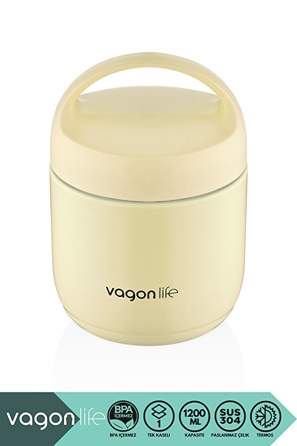 Vagonlife BL10104 1200ml Sarı Çelik Saklama Kabı
