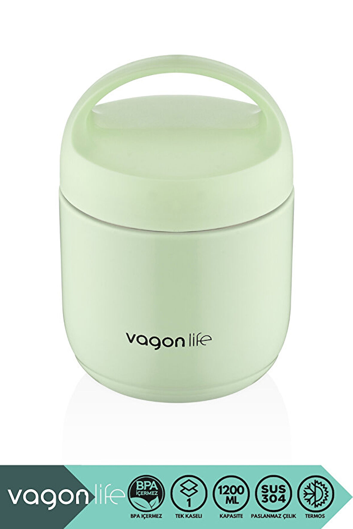 Vagonlife BL10104 1200ml Yeşil Çelik Saklama Kabı