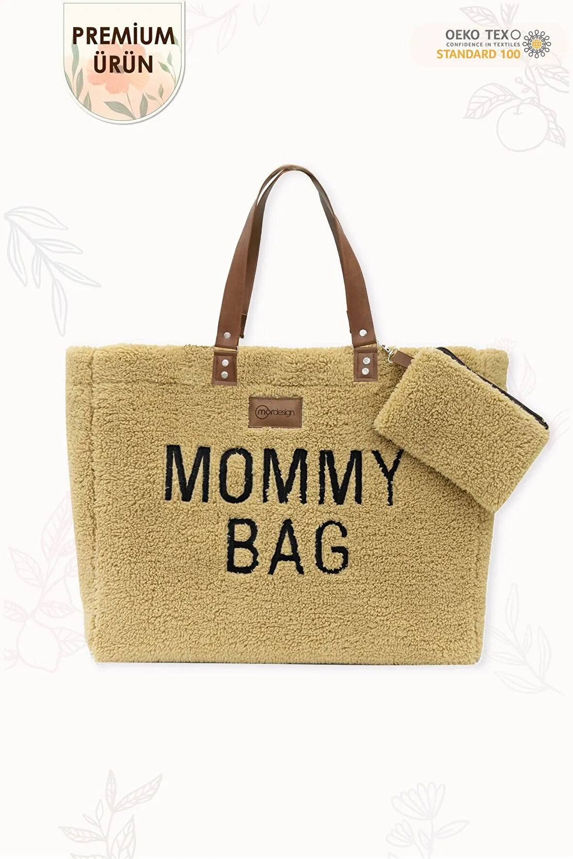 Mommy Bag, Anne Bebek Bakım Çantası, Cüzdan Hediyeli, XL Büyük Boy, Kadın Çantası, Morteddy Serisi