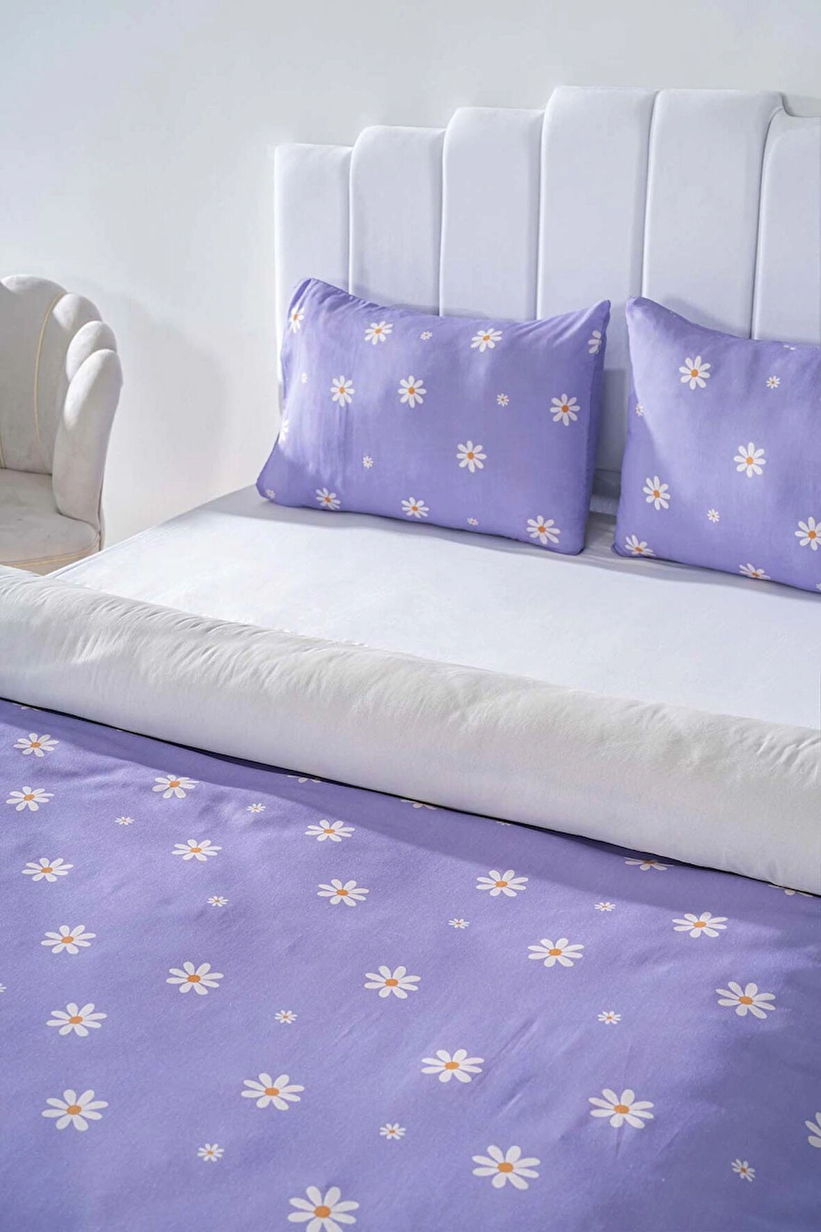 Mor Papatya Çift Kişilik Nevresim Takımı Pamuklu