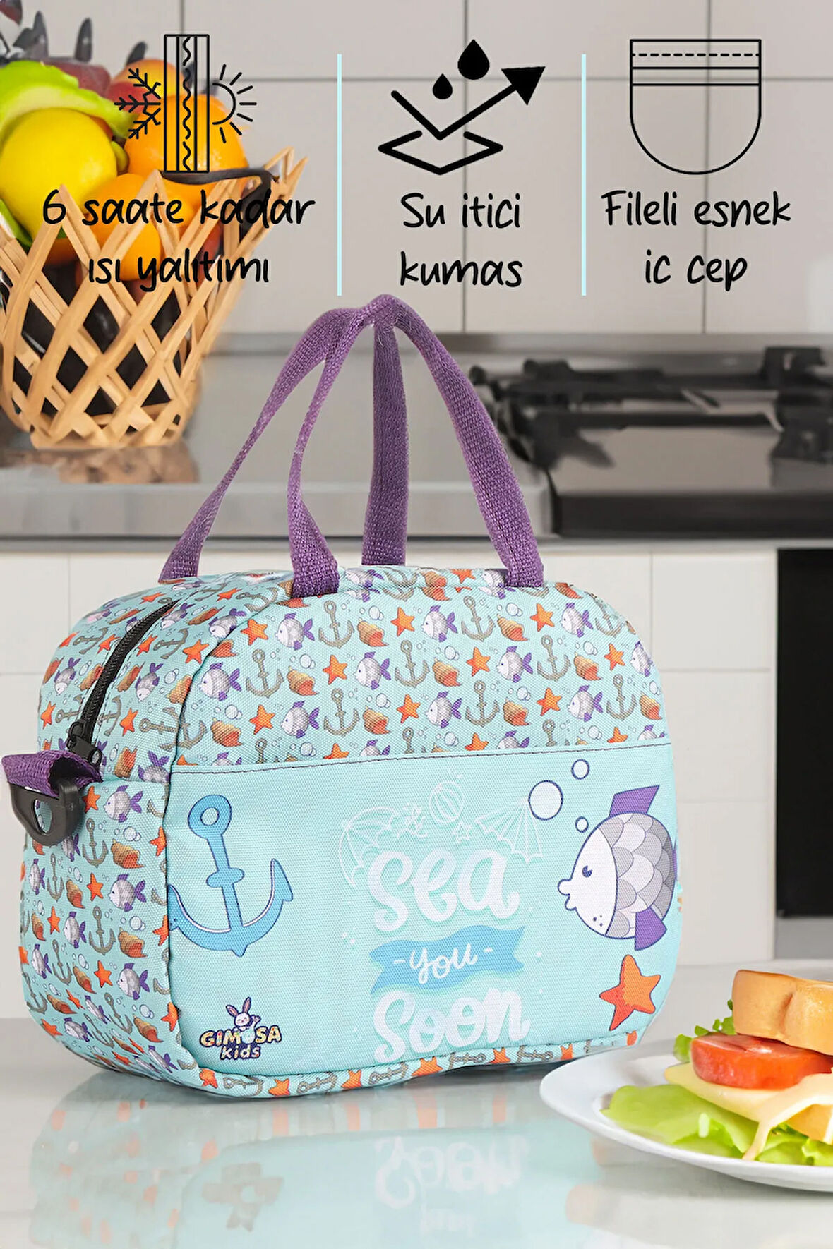 Kids Isı Yalıtımlı Su Geçirmez Termal Çanta, Yemek Taşıma Çantası, Beslenme Çantası Anne Çocuk Bakım