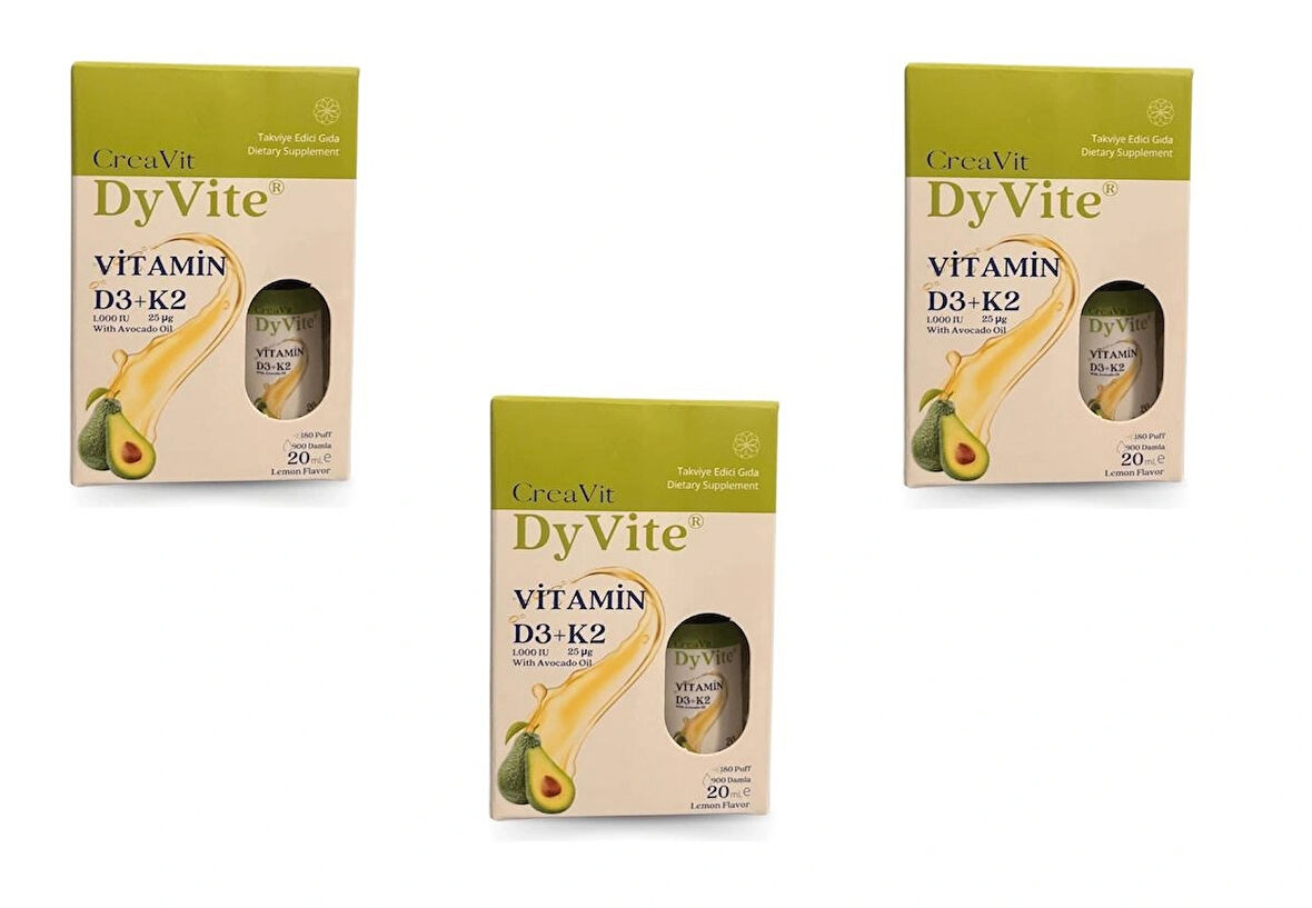 Creavit Dyvite D3k2 Avokado Yağlı Limon Aromalı 20 ml 3 ADET