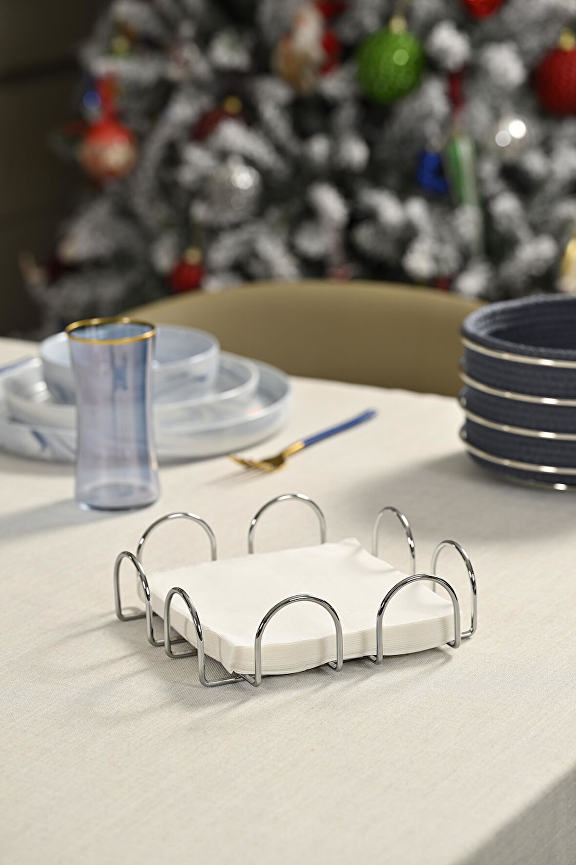 Silver Kare 18 Cm Peçetelik, Kafe, Restoran, Otel, Mutfak Sofra Büyük Boy Peçete - Metal Paslanmaz