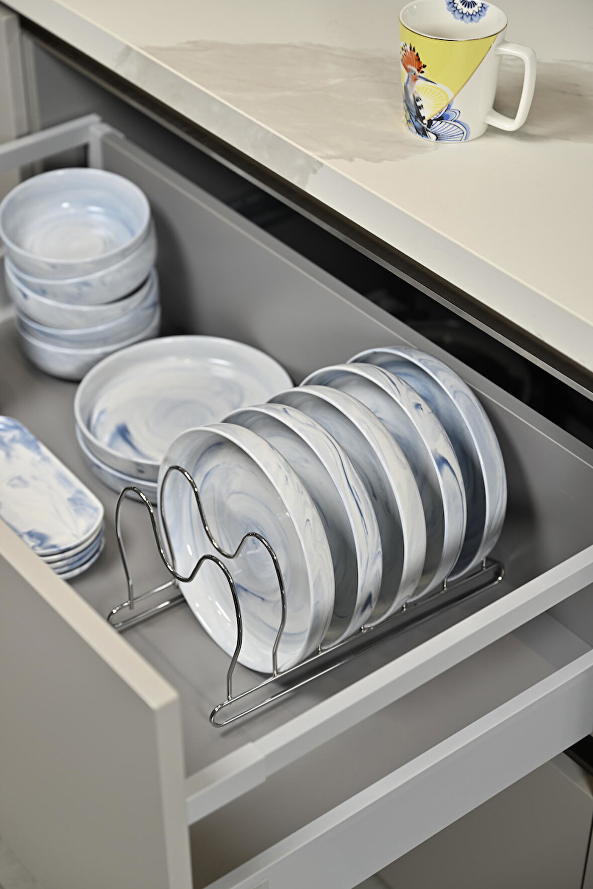 Silver 6 Bölmeli Tava, Tabak Ve Tencere Kapak Düzenleyici Raf, Çekmece Içi Organizer - Metal Paslanmaz