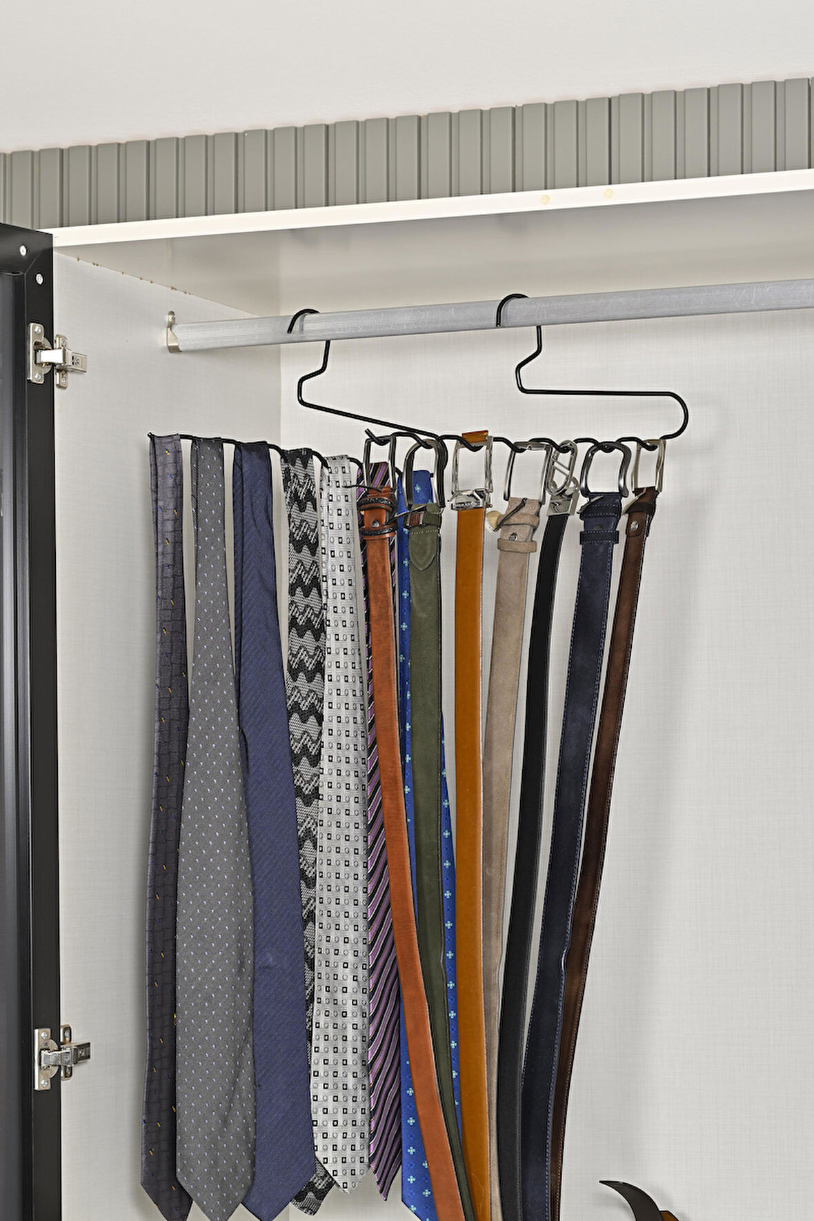 Mat Siyah 10'Lu Dolap Içi Zigzag Askı, Pantolon, Kravat , Eşarp, Kemer Düzenleyici Askı - Metal Paslanmaz
