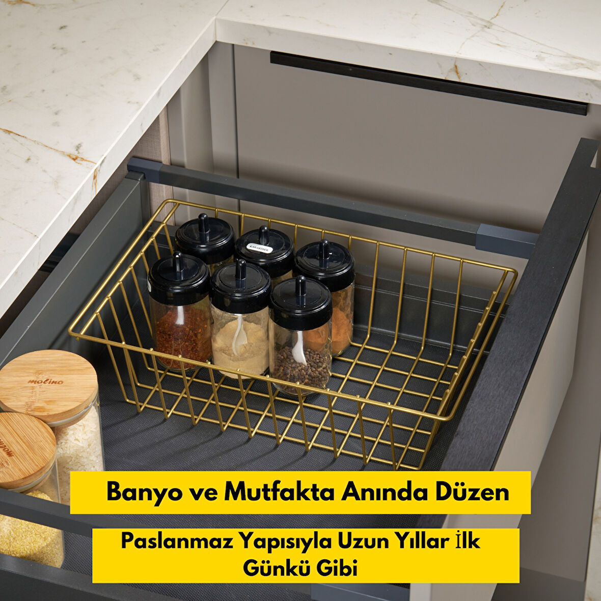 Gold Dikdörtgen Sepet Şık Çok Amaçlı Dolap Düzenleyici Organizer