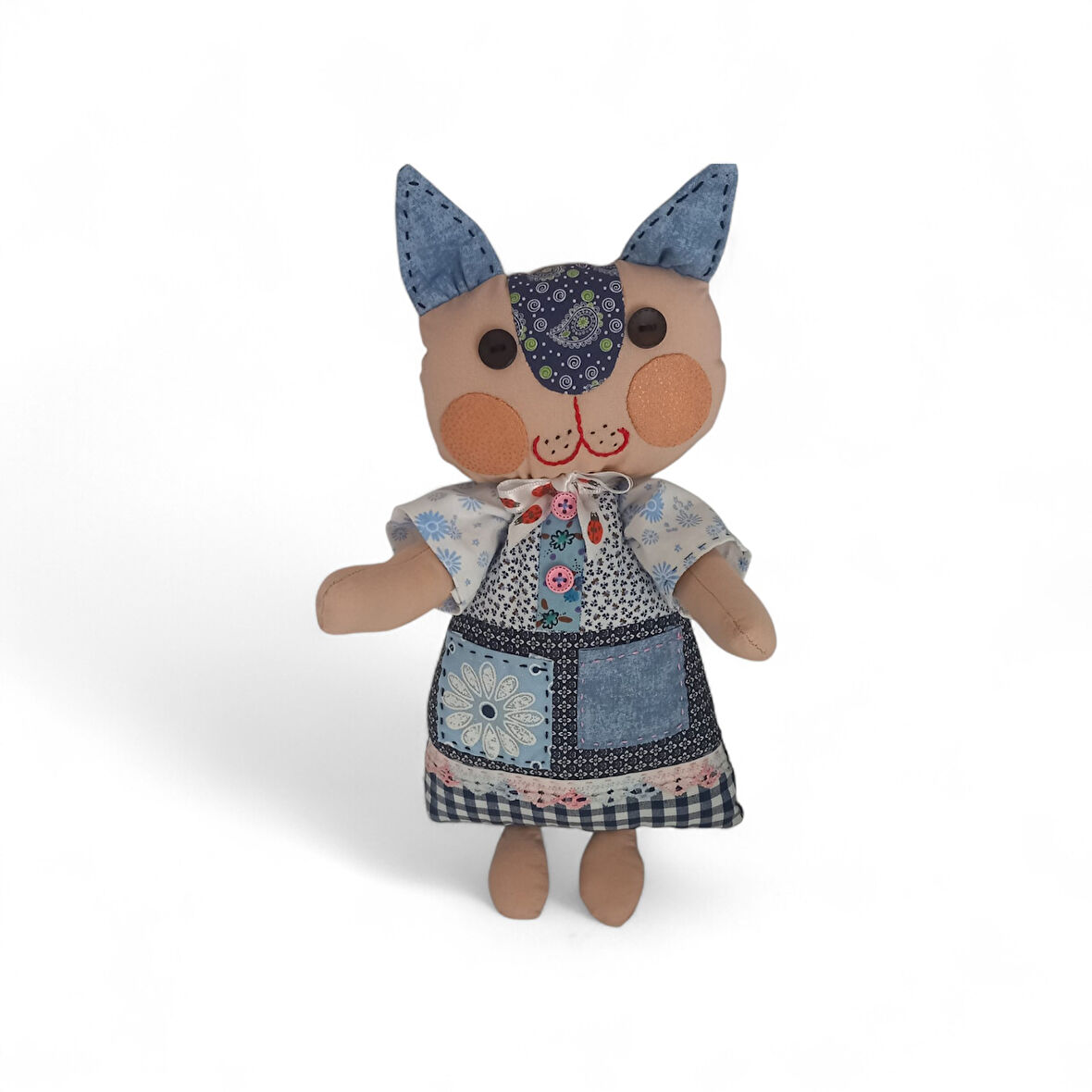 Kedi Hanım Patchwork Bez Bebek