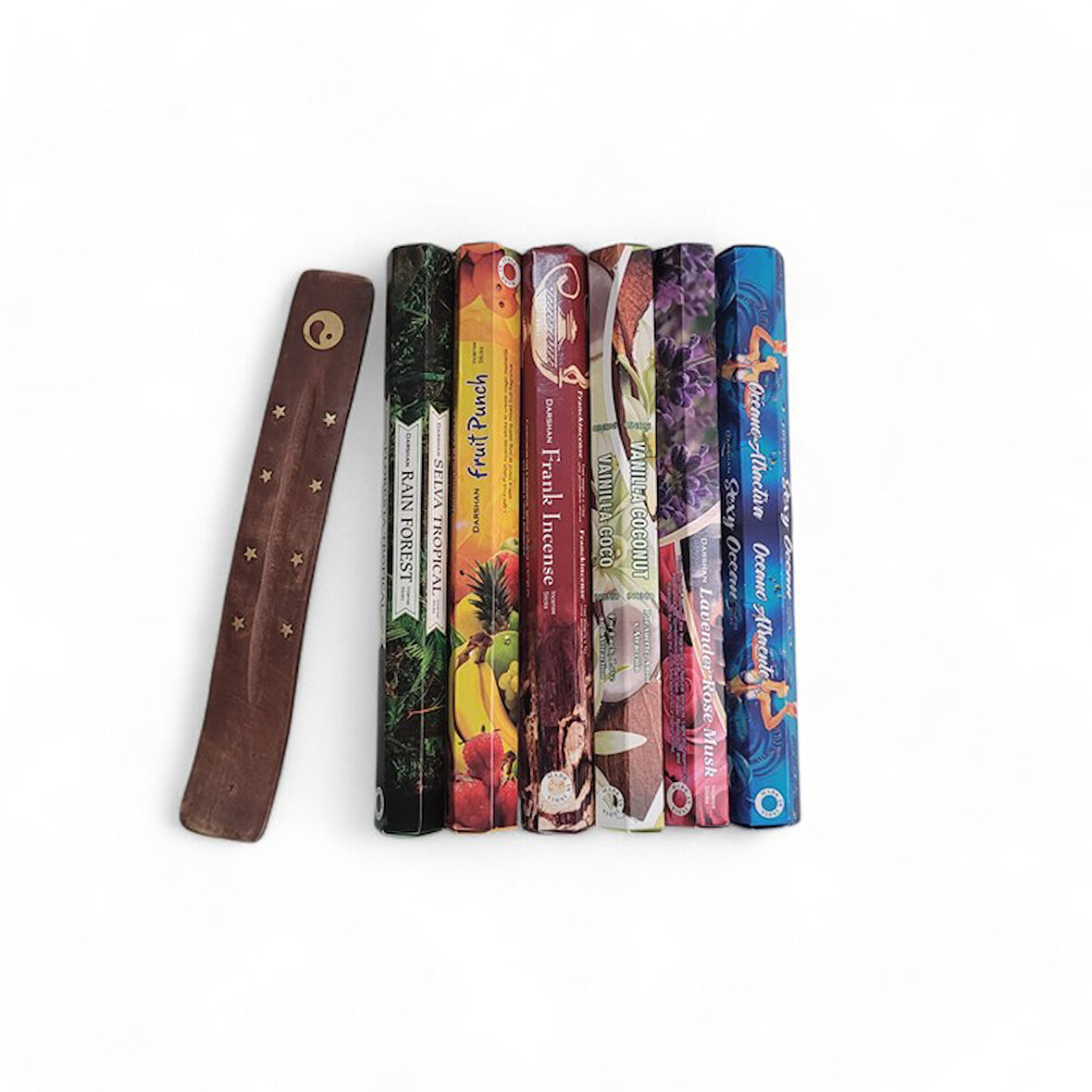 Rain Forest, Fruit Punch, Frank Incence, Vanilla Coconut, Lavander&Rose&Musk, Ocean 6x20 Tütsü-Hediyeli