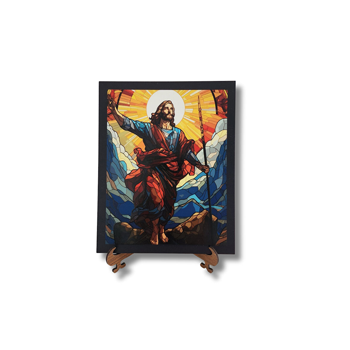 İsa İlahi Zafer Vitray Ahşap Dekor