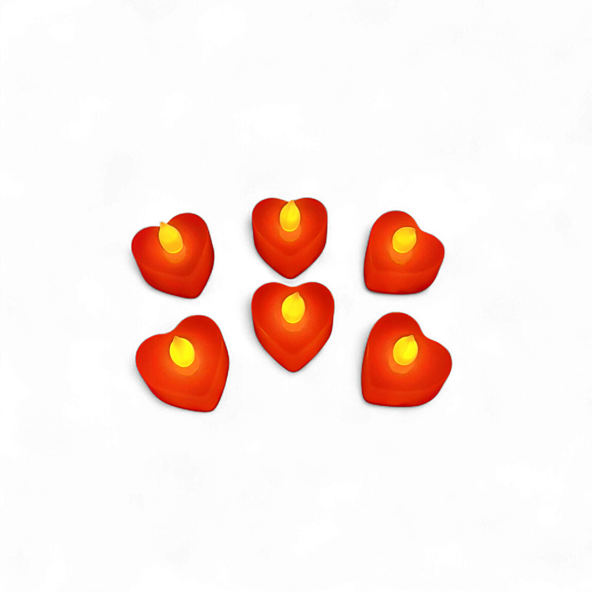 Led Plastik Kalp Mum 6 'lı