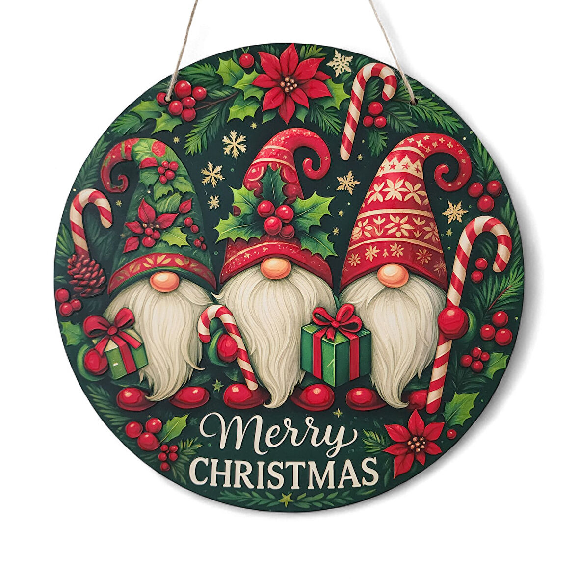 Yılbaşı Cüceleri Kapı ve Duvar Süsü Merry Christmas 1