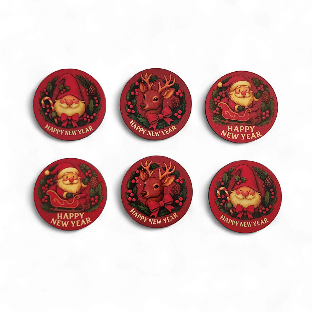 Noel Yeni Yıl Bardak Altlığı 6 adet