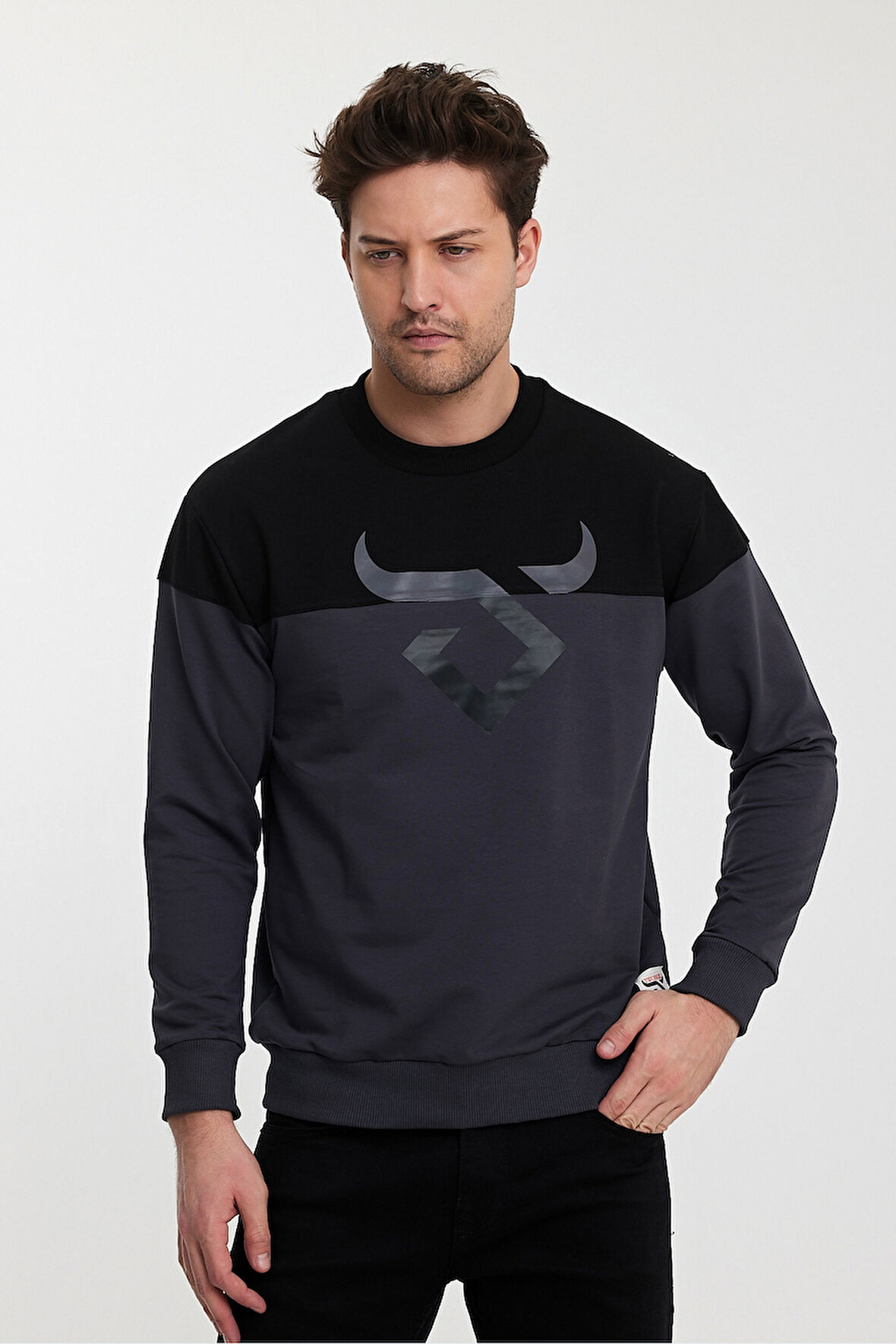Twobull HELSİNKİ Erkek  Siyah / Füme Sweatshirt
