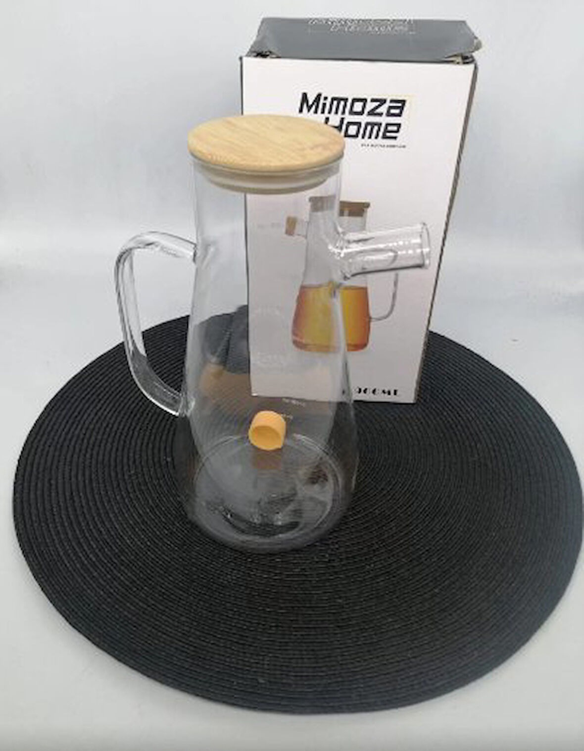 MMZ 264 YAĞDANLIK CAM BAMBU KAPAK 900 ML 1X24