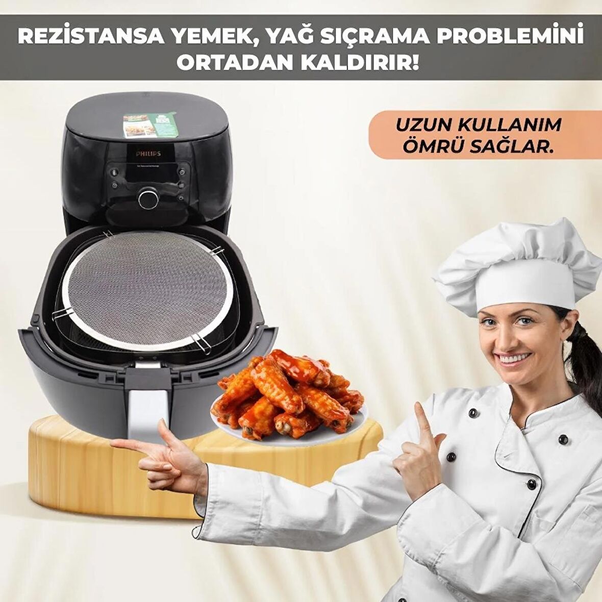 Airfryer Yağ Sıçratmaz Tel, Philips Xxl Ve Büyük Modeller ile Uyumlu