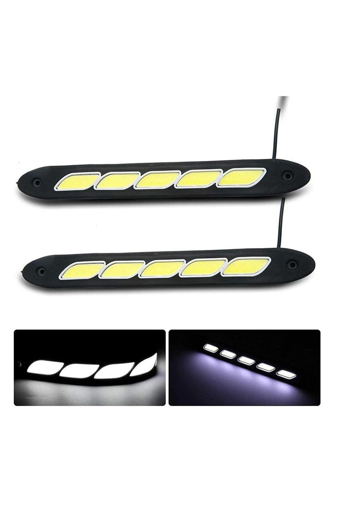 Ayarlanabilir Esnek 5 Cob Led Su Geçirmez Gündüz Ledi Beyaz Drl Farı Dc 12v Uyumlu