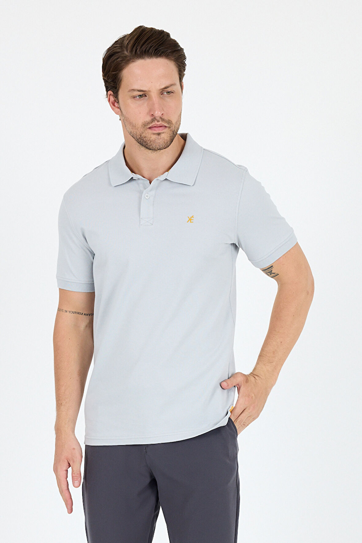 %95 Pamuk %5 Elastan Slim Fit Kısa Kollu Rahat Kumaş Nefes Alabilir Erkek Polo Yaka T-shirt 0002