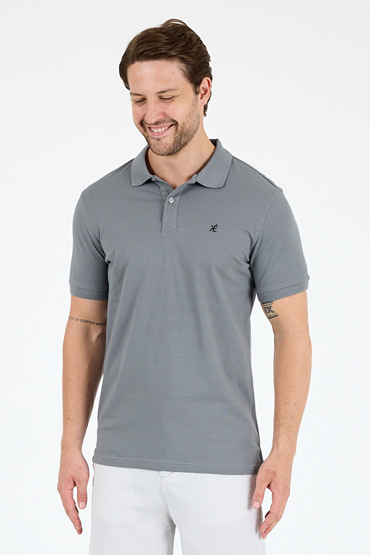 %95 Pamuk %5 Elastan Slim Fit Kısa Kollu Rahat Kumaş Nefes Alabilir Erkek Polo Yaka T-shirt 0002