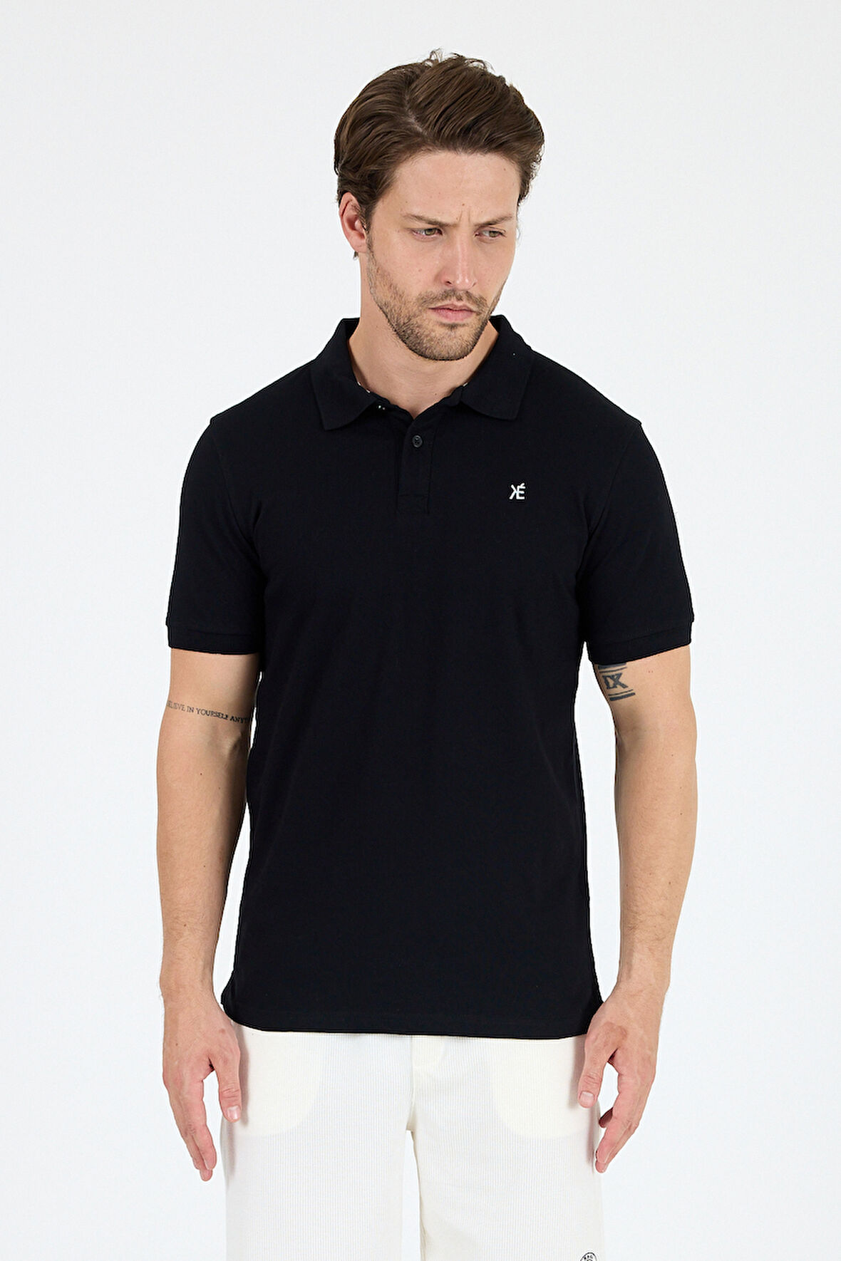 %95 Pamuk %5 Elastan Slim Fit Kısa Kollu Rahat Kumaş Nefes Alabilir Erkek Polo Yaka T-shirt 0002
