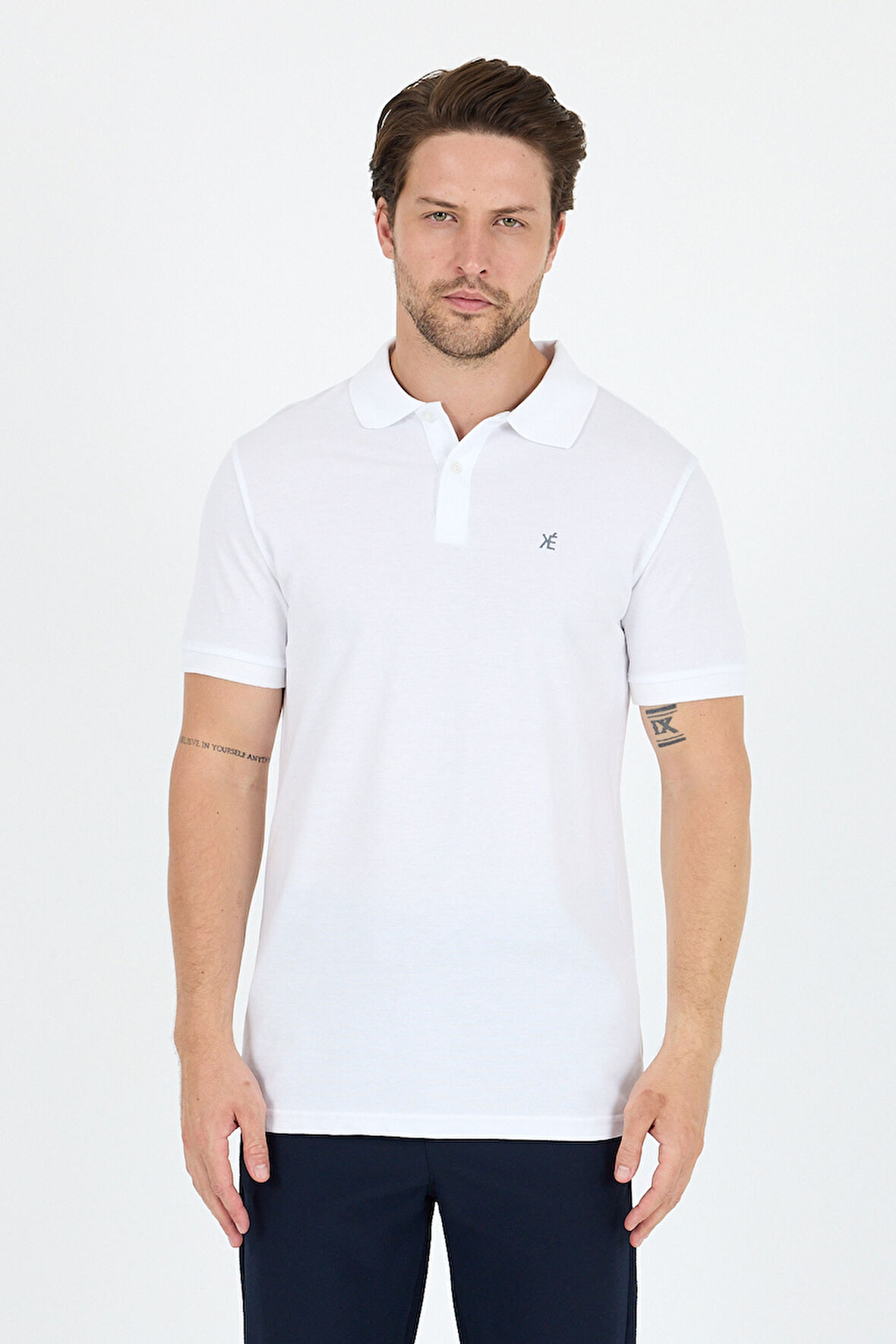 %95 Pamuk %5 Elastan Slim Fit Kısa Kollu Rahat Kumaş Nefes Alabilir Erkek Polo Yaka T-shirt 0002