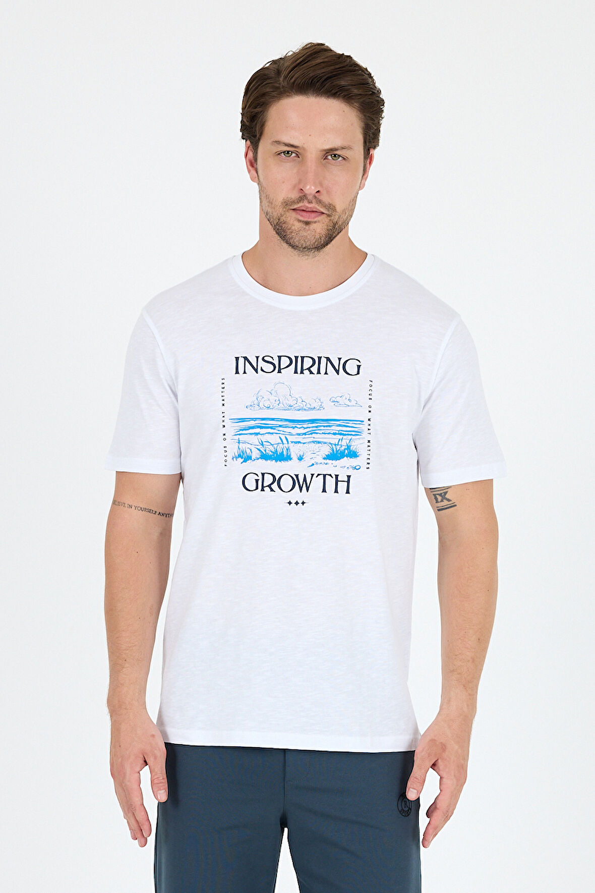 Regular Fit Pamuk Bisiklet Yaka Baskılı Penye Erkek Tişört 0012