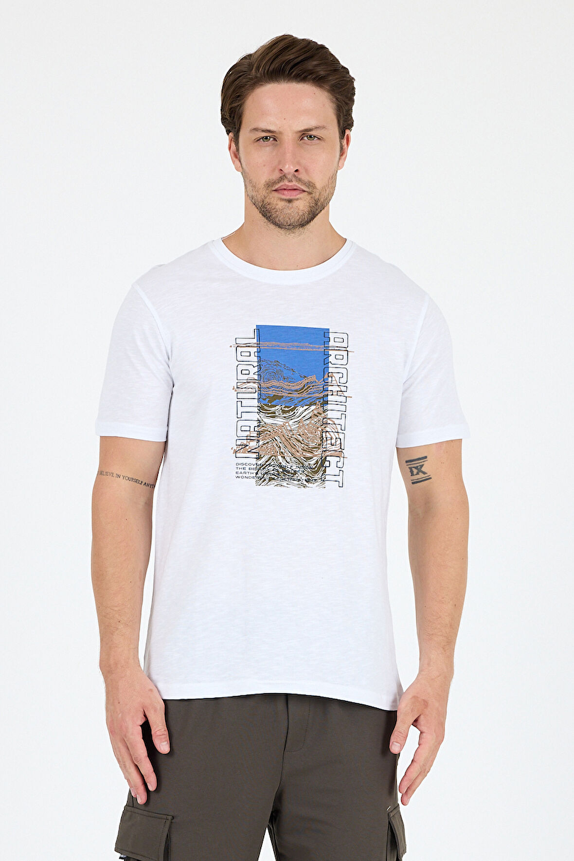 Regular Fit Pamuk Bisiklet Yaka Baskılı Penye Erkek Tişört 0026