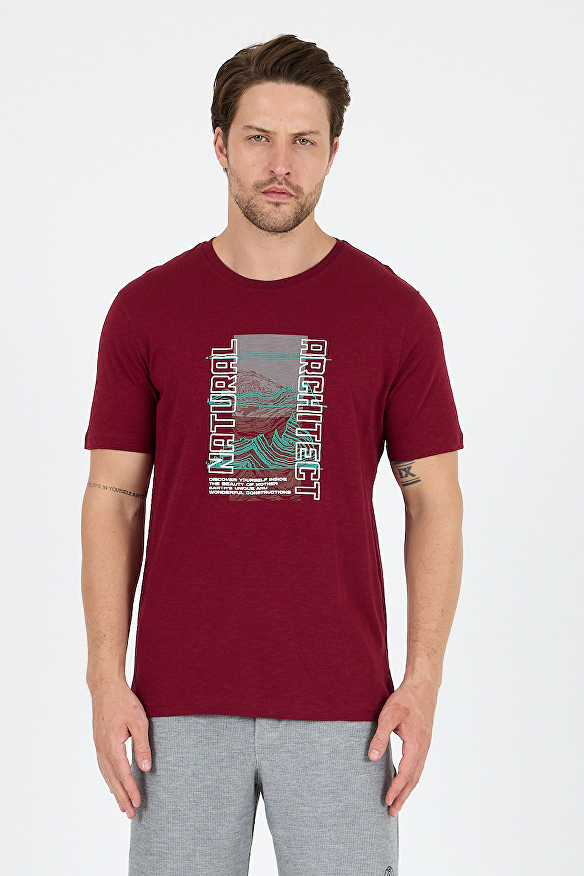 Regular Fit Pamuk Bisiklet Yaka Baskılı Penye Erkek Tişört 0026