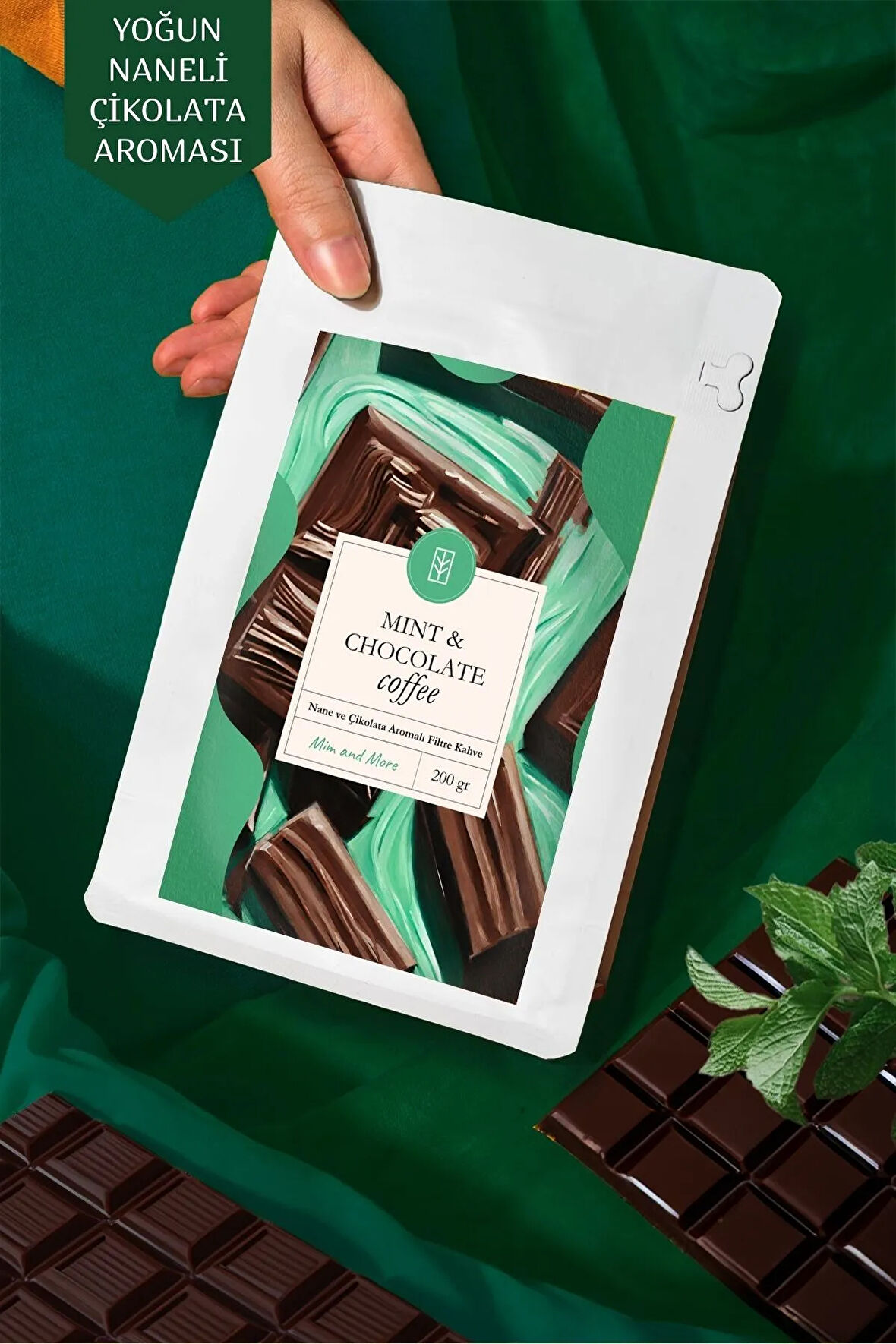 Mint & Chocolate Coffee Nane ve Çikolata Aromalı Kahve Çekirdek Kahve 200 Gr