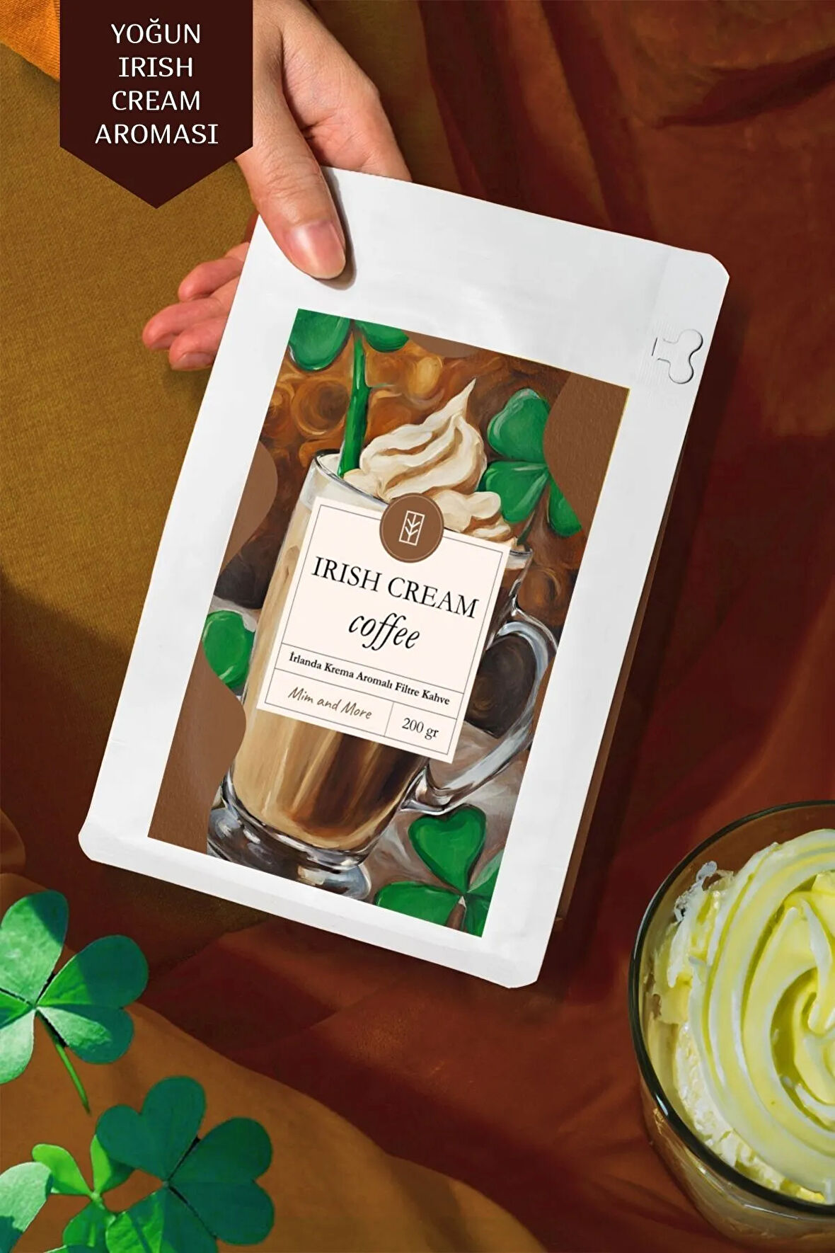 Irish Coffee İrlanda Krema Aromalı Kahve Çekirdek Kahve 200 Gr