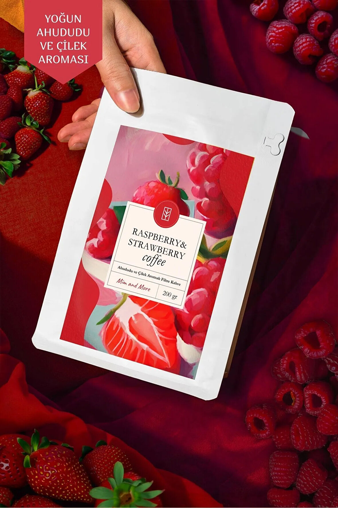 Raspberry & Strawberry Coffee Ahududu ve Çilek Aromalı Kahve Filtre Kahve 200 Gr