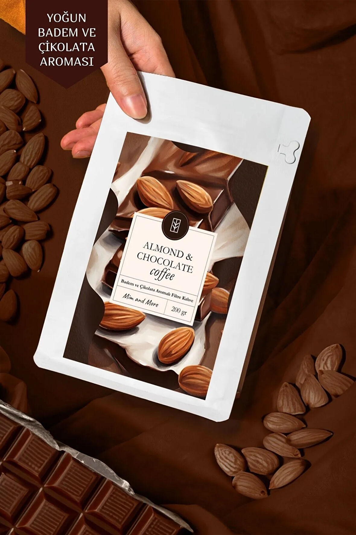 Almond & Chocolate Coffee Badem ve Çikolata Aromalı Kahve Çekirdek Kahve 200 Gr