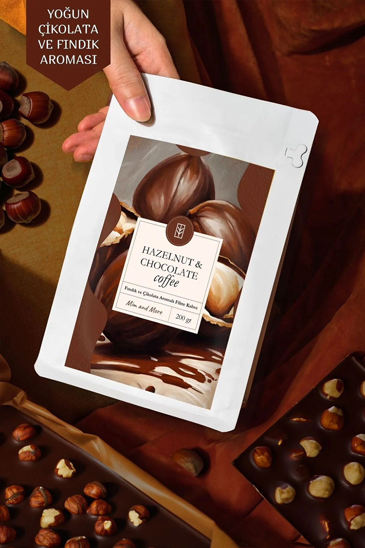 Hazelnut & Chocolate Coffee Fındık ve Çikolata Aromalı Kahve Çekirdek Kahve 200 Gr