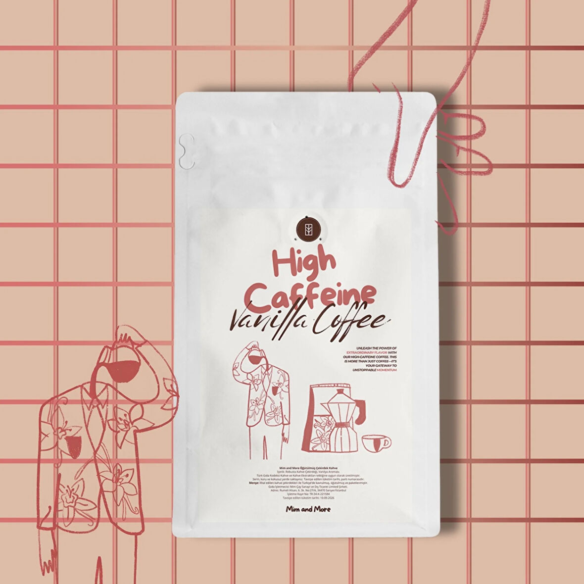 High Caffeine Vanilla Coffe Vanilya Aromalı Yüksek Kafeinli Kahve Çekirdek Kahve 200 GR