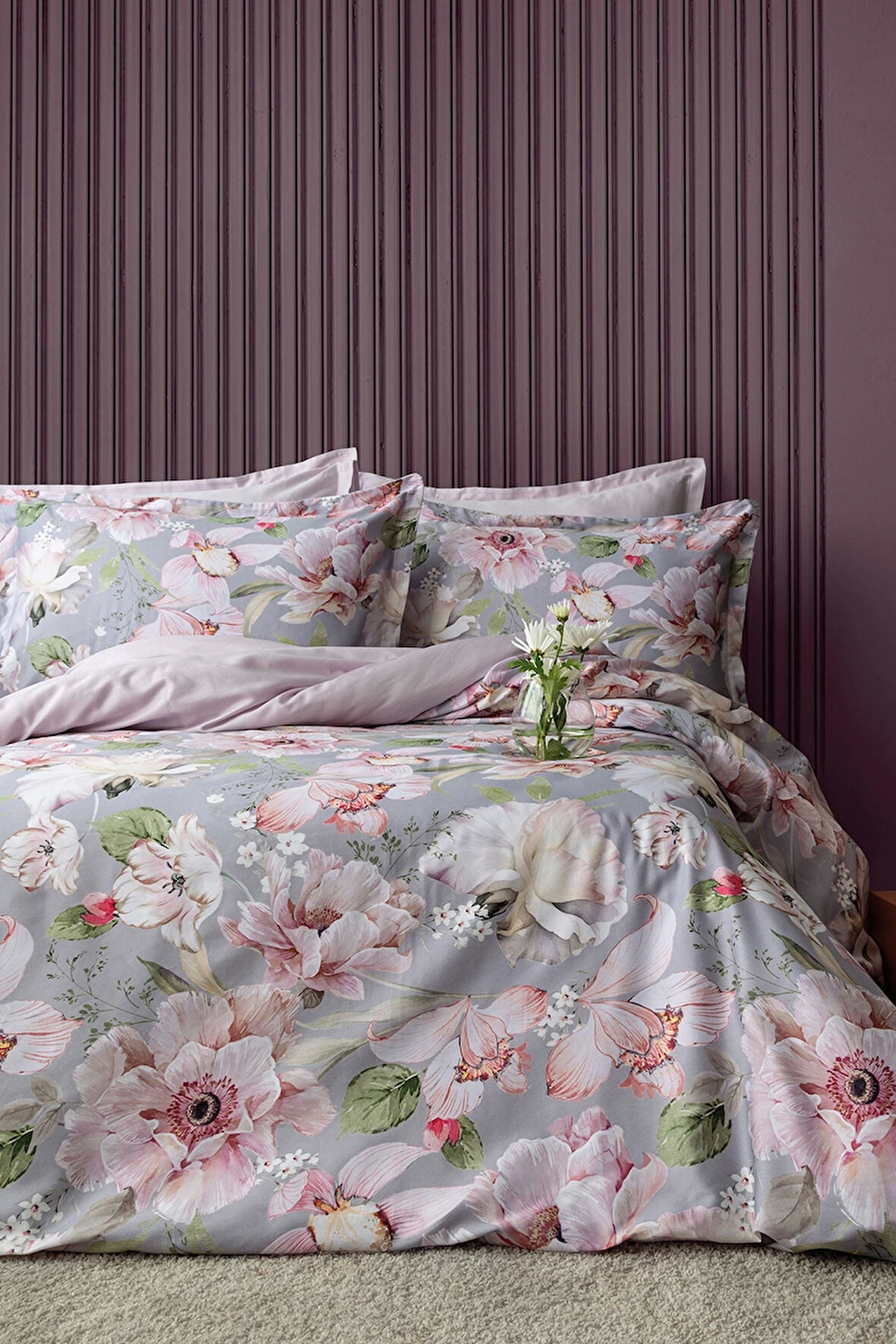 Vanie %60 TENCEL™ Lyocell %40 Pamuk Dijital Saten Nevresim Takımı Aile Seti
