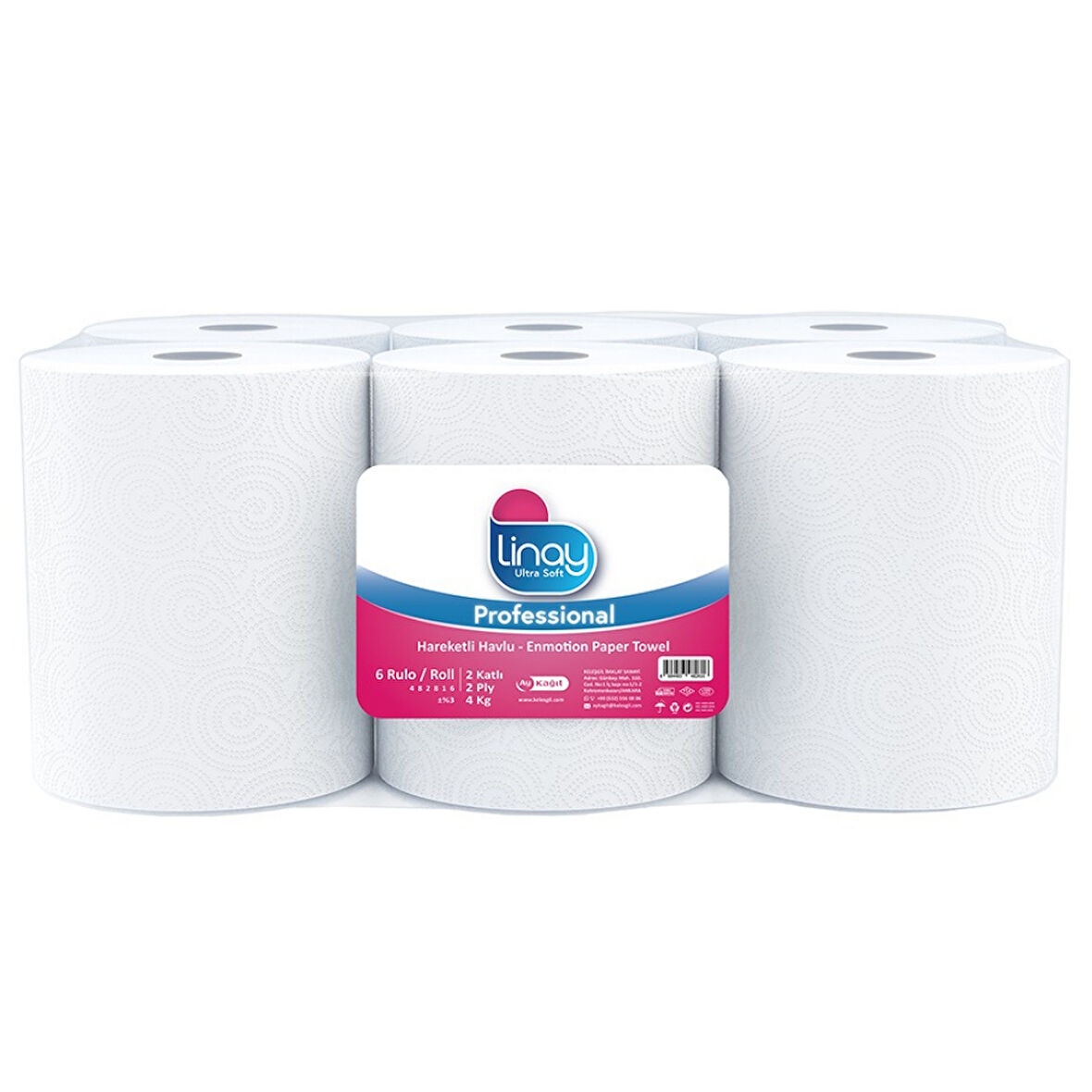 Linay Fotoselli Kağıt Havlu 6 Rulo – 4 kg, 2 Katlı, 21 cm x 67 m, %100 Selüloz, Dispenser Uyumlu