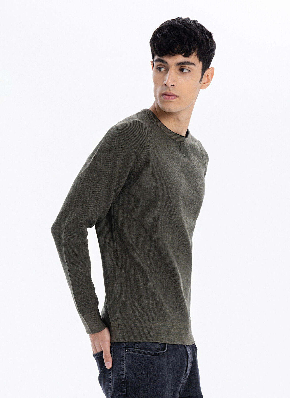 Gmg Fırenze Bisiklet Yaka Slim Fit Haki Erkek Kazak GU24MFW04013