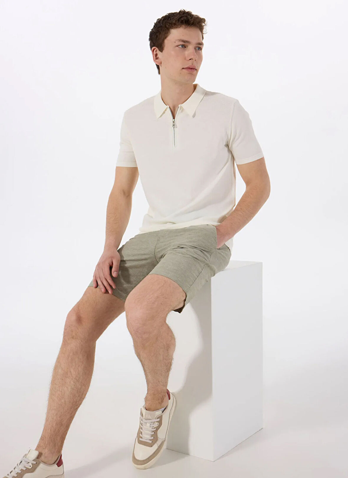 Gmg Fırenze Polo Yaka Slim Fit Ekru Erkek Kazak GU25MSS04016