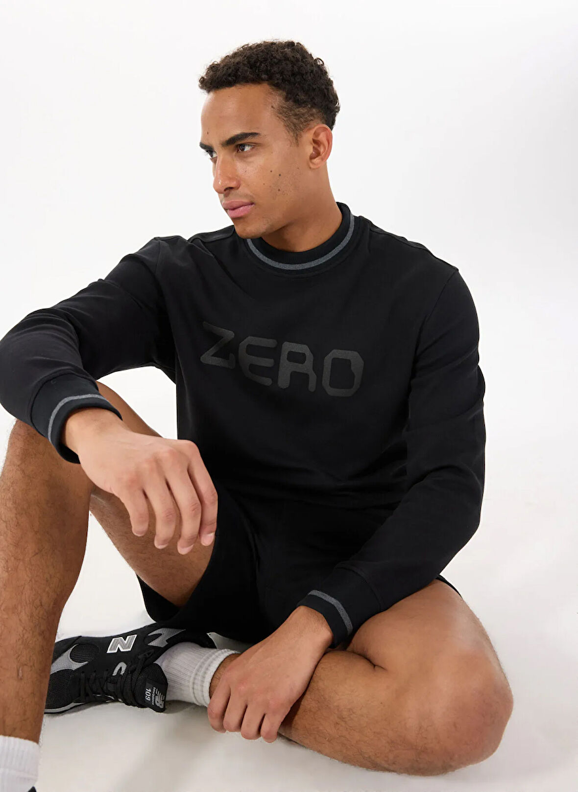 Gmg Fırenze Bisiklet Yaka Siyah Erkek Sweatshırt GU25MSS08020