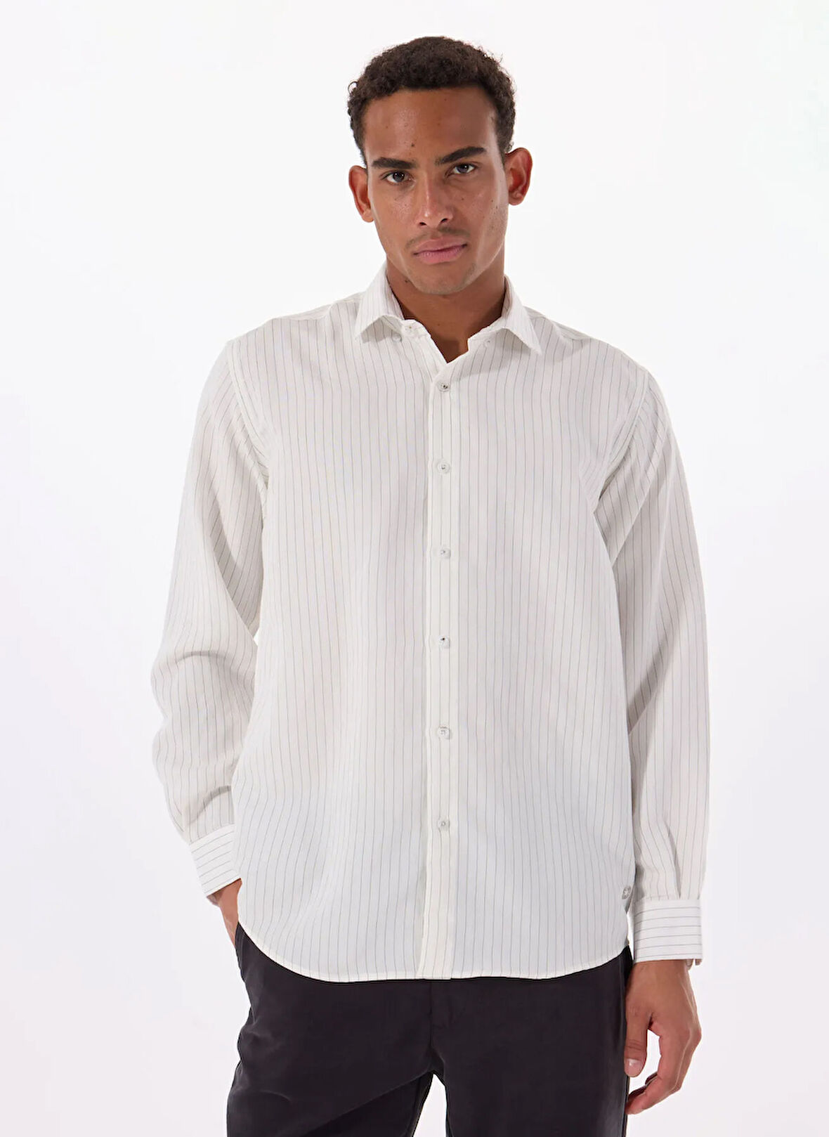 Gmg Fırenze Slim Fit Gömlek Yaka Ekru Erkek Gömlek GU25MSS02218